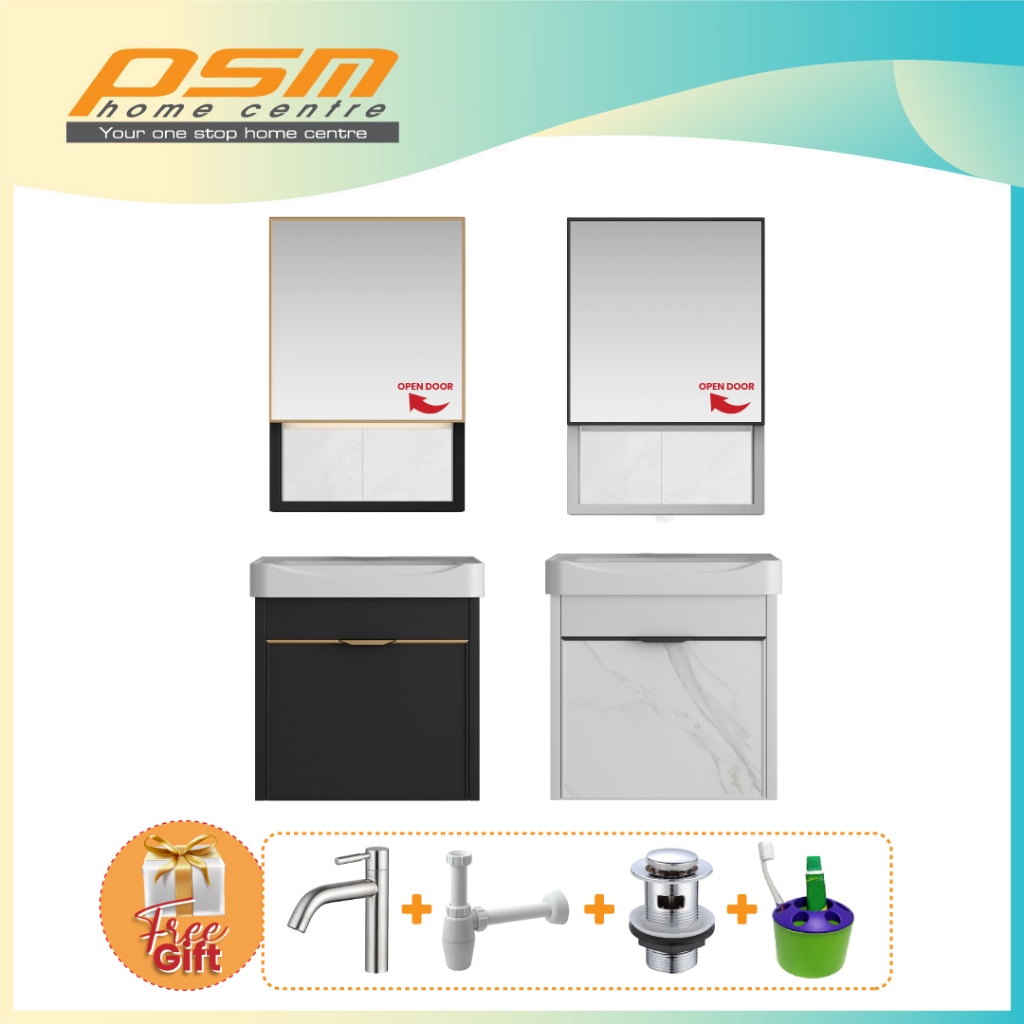Aluminium Water Proof Black / White Bathroom Basin Cabinet With ...