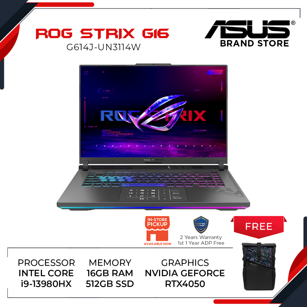 Asus Rog Strix G16 Laptop Gray 16gb Ddr5512gb Ssd6gb16 G614j Un3114w Shopee Malaysia 0291