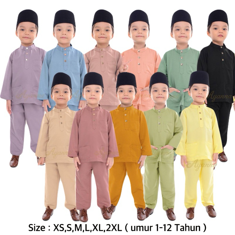 🔥SALES! (112 THN KIDS) BAJU MELAYU BUDAK RAYA 2025 DUSTY SAGE GREEN PEACH SALMON BLACK SOFT
