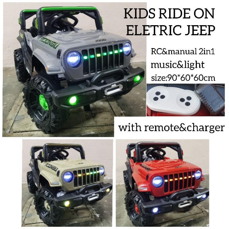 VVM KIDS RIDE ON ELETRIC JEEP WRANGLER REMOTE CONTROL JEEP BUDAK NAIK
