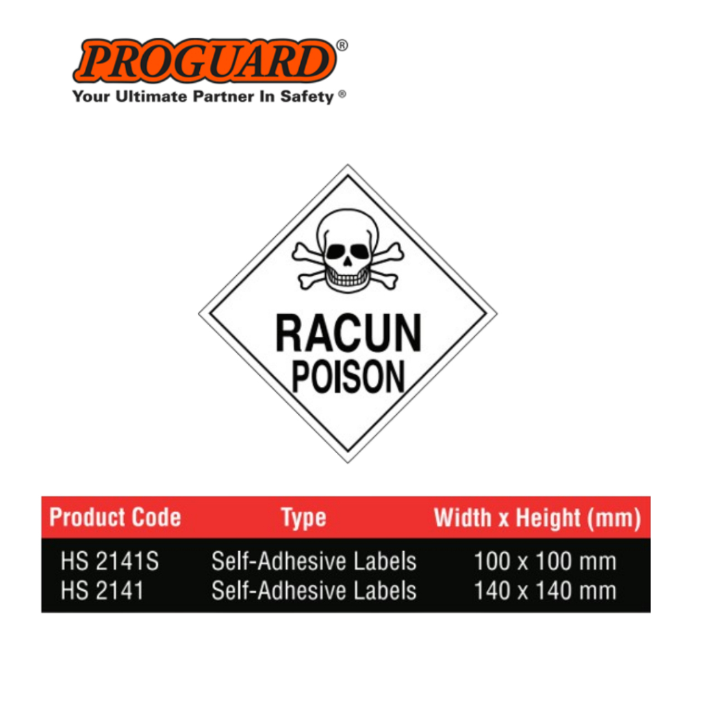Proguard Poison Racun Hazardous Waste Substances Safety Labels Sign ...