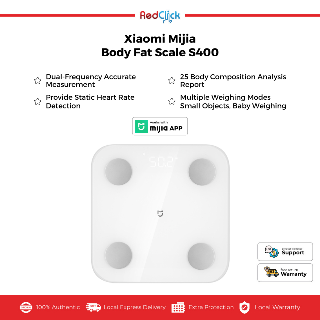 Xiaomi Mijia Body Fat Scale S400 / Body Fat Scale 2 Composition Works with APP Shopee Malaysia