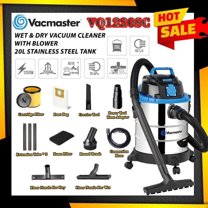 VACMASTER 20L VQ1220SC High Power Stainless Steel Tank Wet And Dry ...