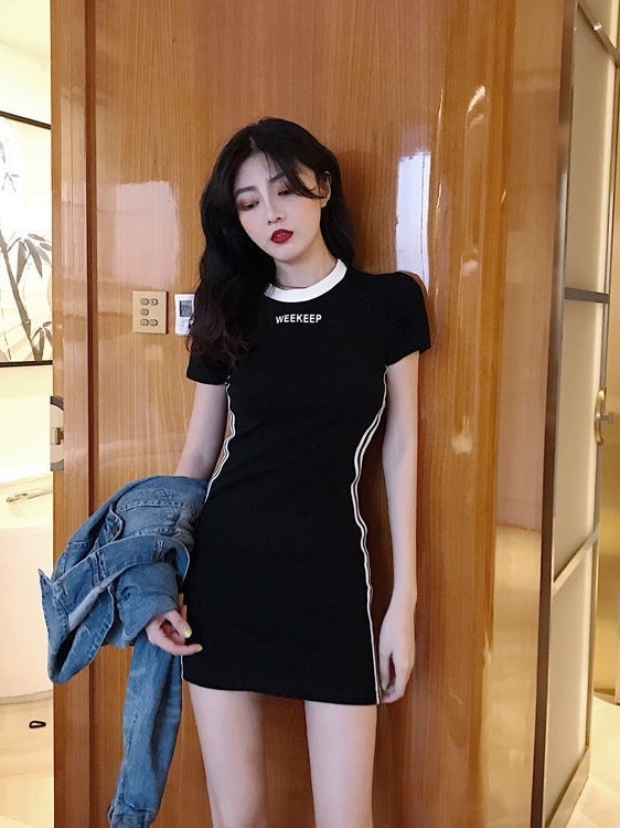 Women Short Dress Sexy Letter Printed Short Sleeve Bodycon Dress Mini Dresses Baju Perempuan Seksi Shopee Malaysia