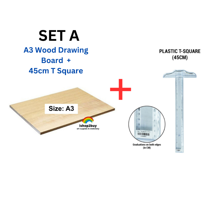 A2 Wood Drawing Board A3 Drawing Board T Square 60cm Slot Hole