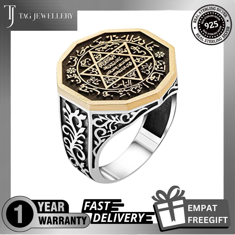 🔥 CINCIN REPLIKA NABI SULAIMAN PERAK ASLI 925 TURKEY 💯 + [10 BONUS