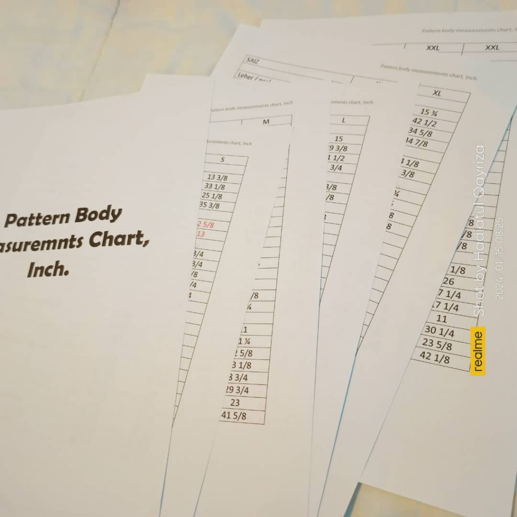 PATTERN BODY MEASUREMENT CHART, INCH | Shopee Malaysia