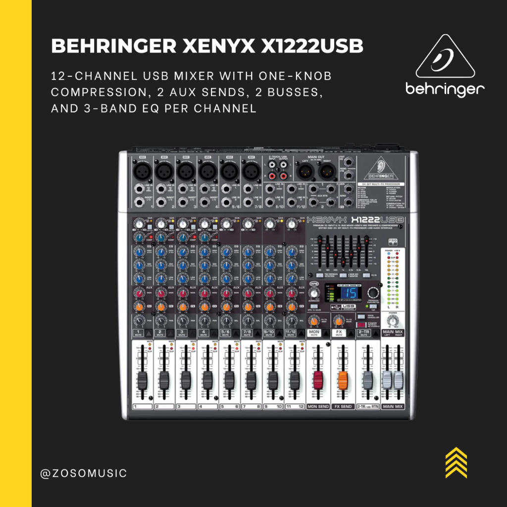 BEHRINGER XENYX X1222USB 12CHANNEL MIXER WITH USB AND EFFECTS (XENYX