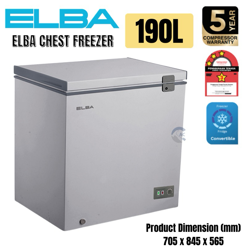 ELBA 190L Artico Series Chest Freezer EF-E1915(GR) | Peti Beku | Shopee ...
