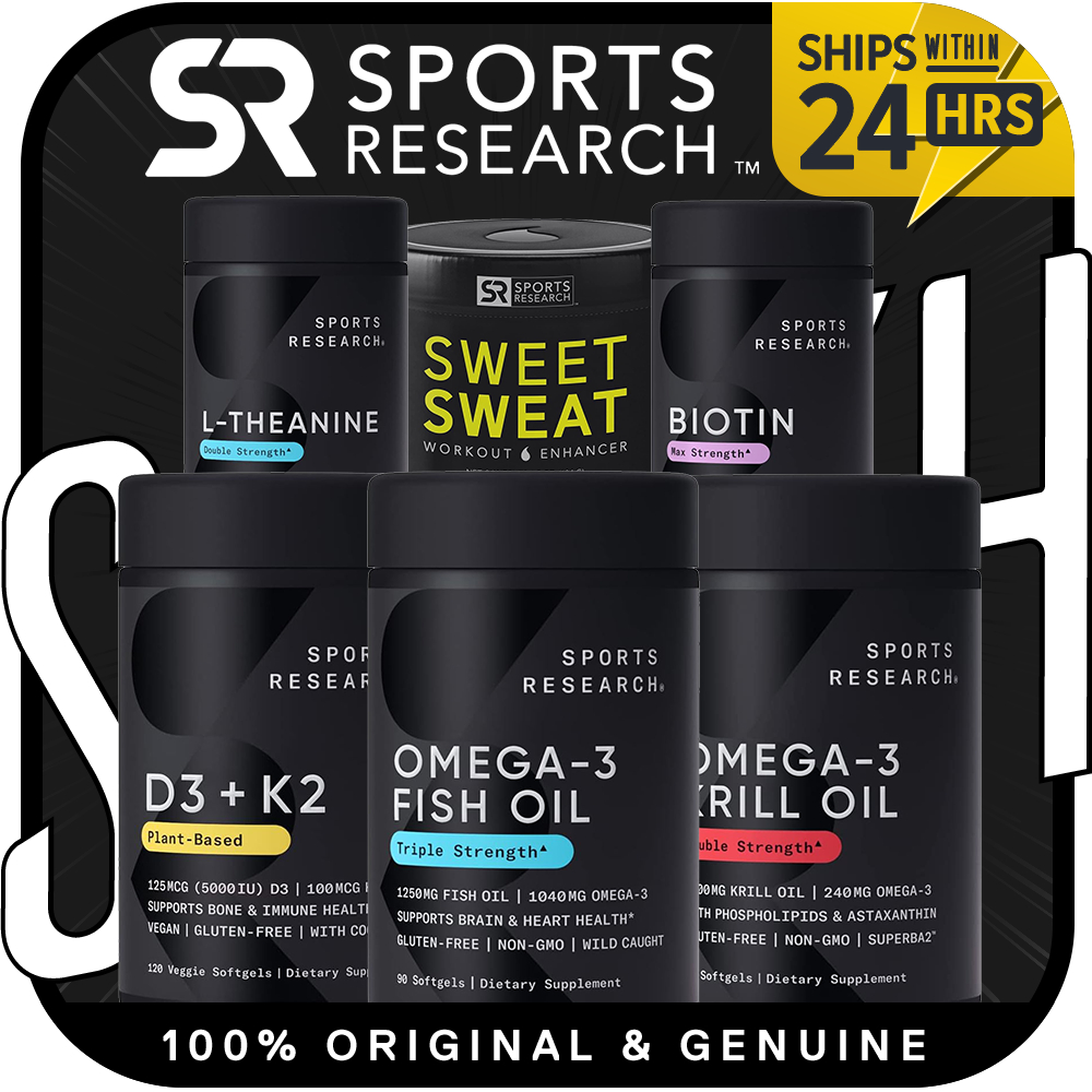 Sports Research Sweet Sweat Jar Fish Oil 1250mg LTheanine Krill