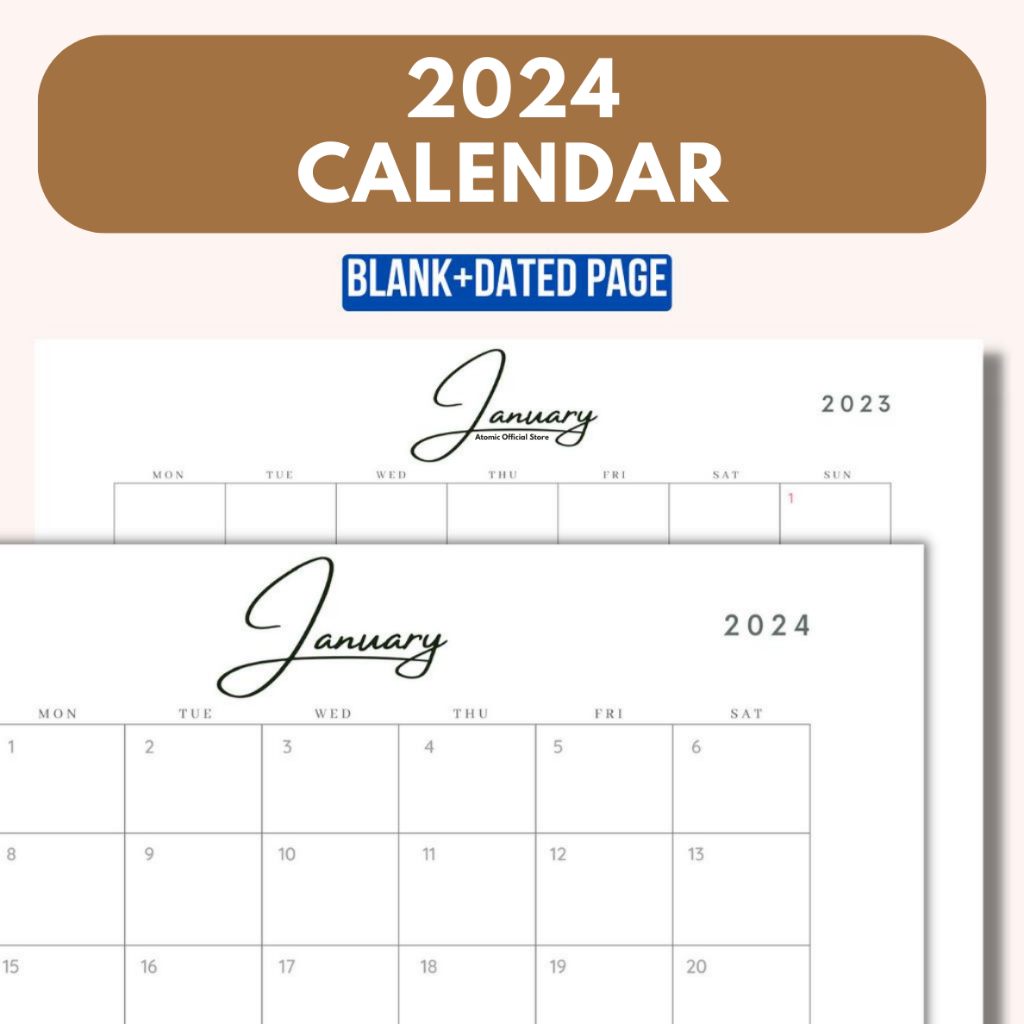 🔥INSTANT🔥 2024 Digital Calendar & Blank Monthly Calendar, Printable ...