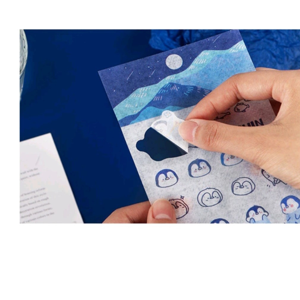 2pcs/set Cute Cartoon Sticker/Journaling (Penguin, Koala, Polar, Rabbit