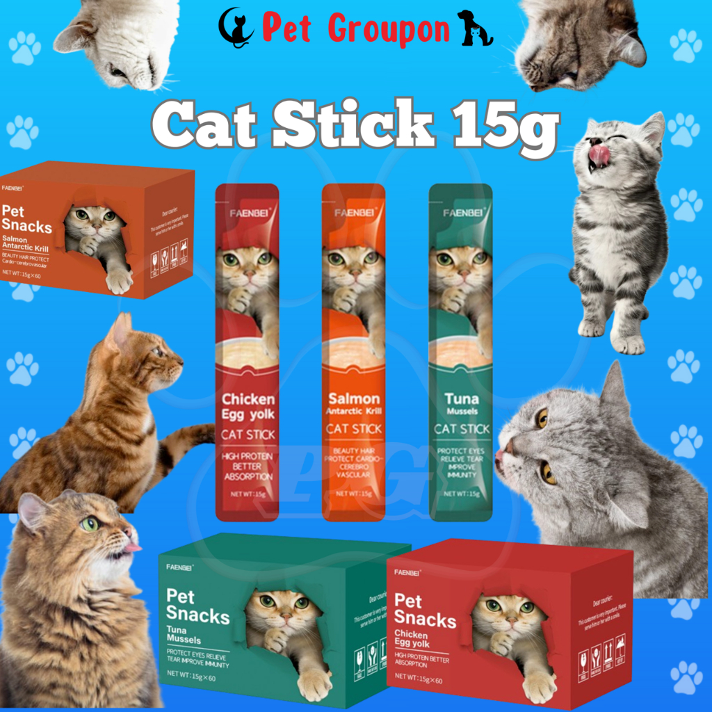💯PG🥊 FAENBEI Cat Treat 15g Cat Snack Cat Stick Creamy Churu Chu ru Cat ...