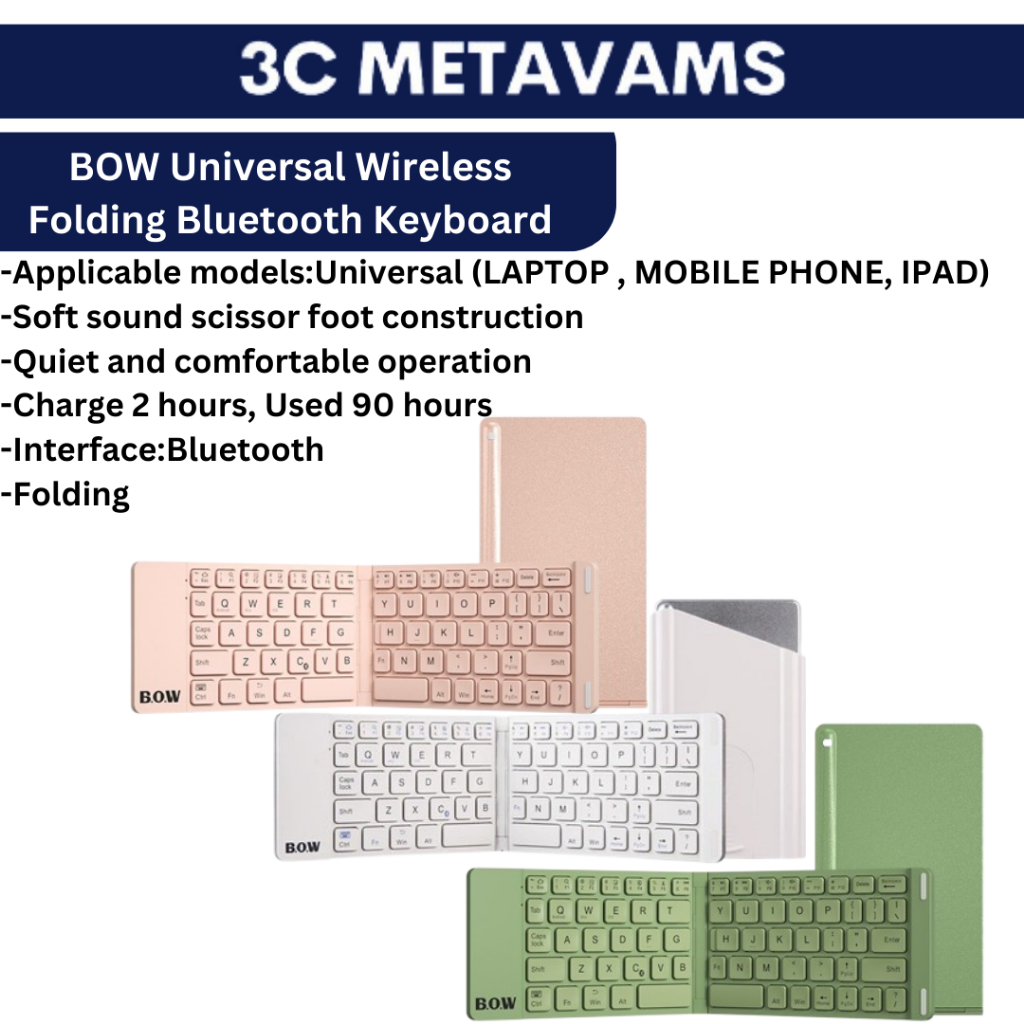 BOW Universal Wireless Folding Bluetooth Keyboard Universal Bluetooth