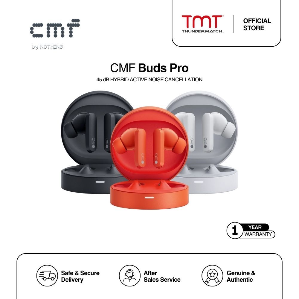 CMF by Nothing Buds Pro Orange with 45 dB ANC, Ultra Bass Technology  Bluetooth .