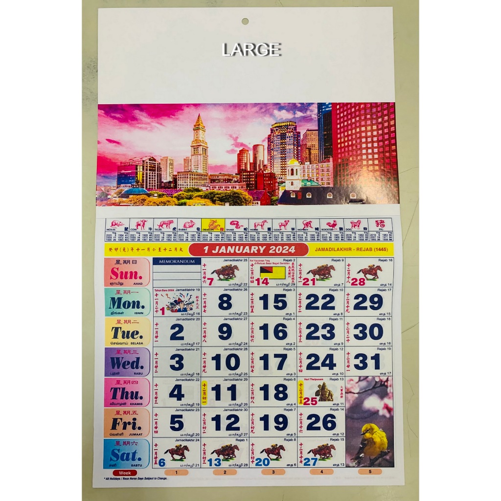 2025 LARGE HORSE CALENDAR 大跑马日历 KALENDAR KUDA BESAR 2025(cuti sekolah