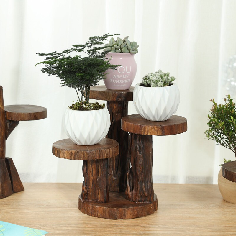 3 Tier Teak Shelf Indoor Plant Wood Corner Plant Rack 3 Tier Plant Rack ...