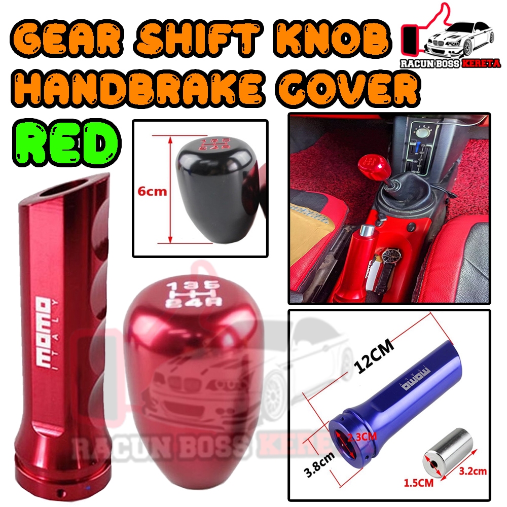 MOMO CAR ALUMINIUM 5 SPEED GEAR SHIFT KNOB + HANDBRAKE COVER UNIVERSAL ...