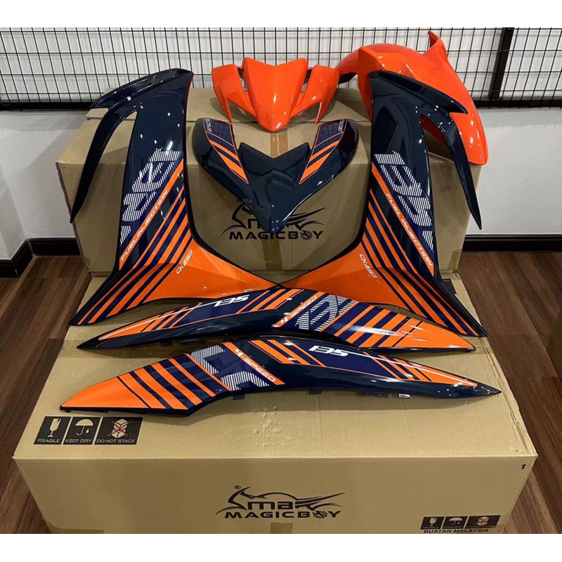 MAGIC BOY LC135 FI V8 BATMAN ORANGE / ORANGE PURBA BODY COVER KIT SET ...