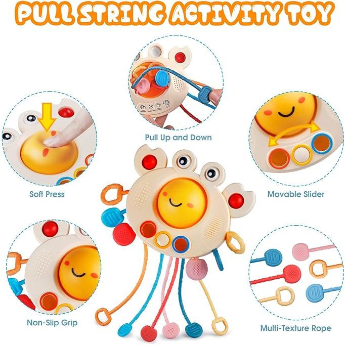 6 in 1 Activity Toys Educational Interactive Pull String Finger Toy ...