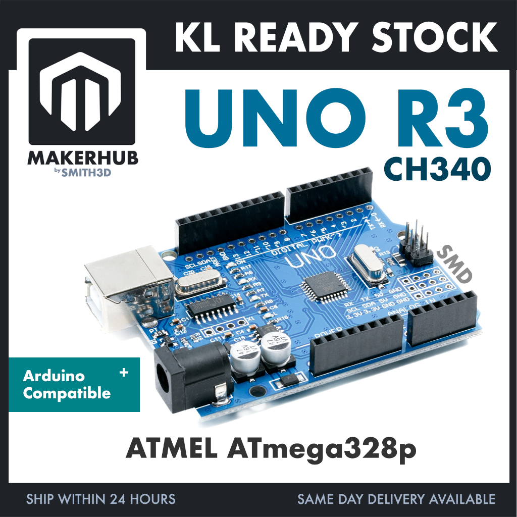 [SMD]Arduino Uno Compatible SMD UNO R3 with Type B Cable - ATMEGA328P ...