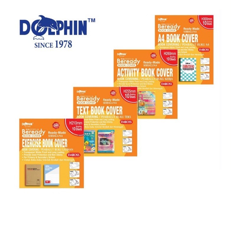 Dolphin Beready Ready Made Book Cover / Wrapper / Pembalut Buku ...