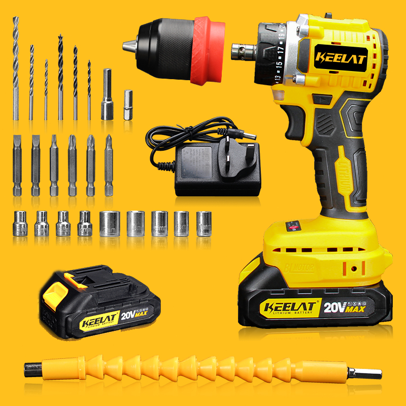 KEELAT KCD007 20V Brushless Drill Set Heavy Duty Cordless Drill Batteri ...