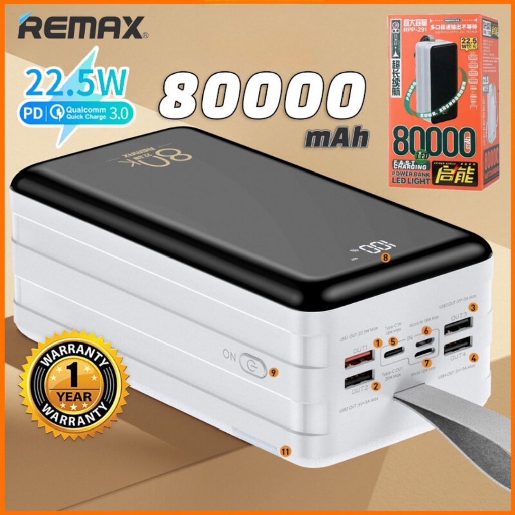 REMAX Original 80000mAh Camping Powerbank PD QC Quick Charger Outdoor ...