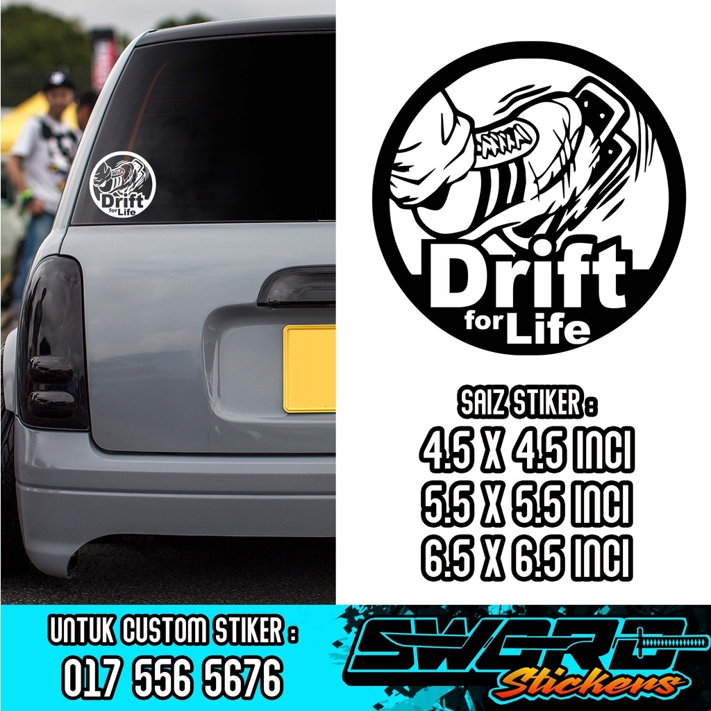 STICKER DRIFT FOR LIFE / STICKER KERETA / STIKER DRIFT / CAR STICKERS ...