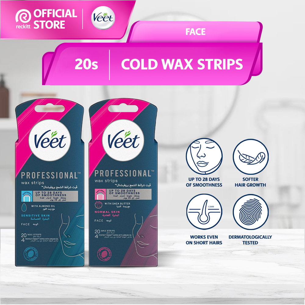 Veet Hair Removal Facial Wax Strip Normal/Sensitive 20s (Cold Wax