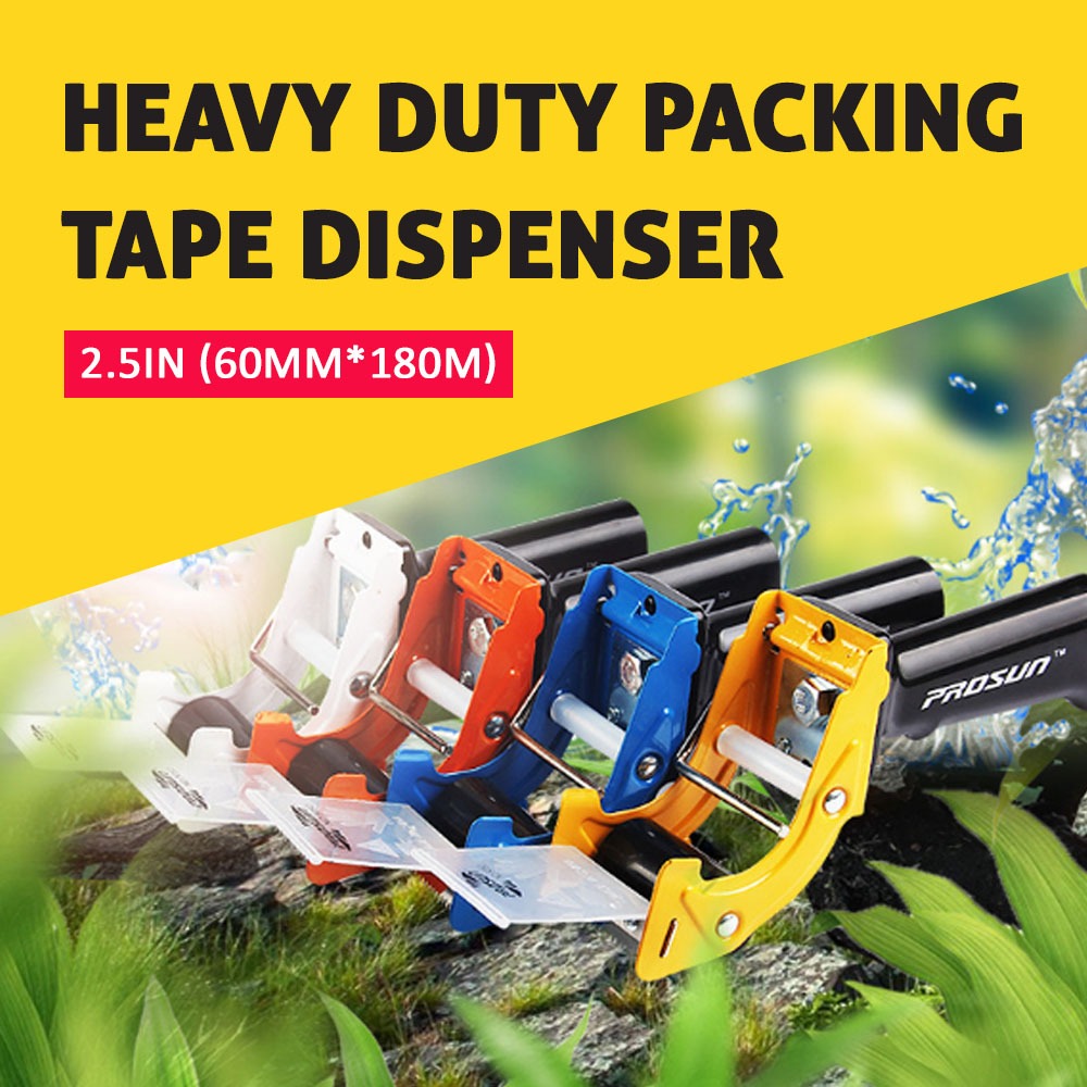 Heavy Duty Packing Tape Dispenser Gun - Patented 10° Sloped Blade For Easy Cutting, Holds 2" Tape