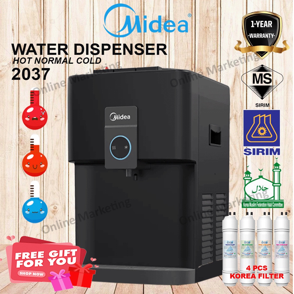 2024 Midea Mild Alkaline Water Dispenser Penapis Air 3 Suhu Hot Normal Cold Model 2037t With 4 3171