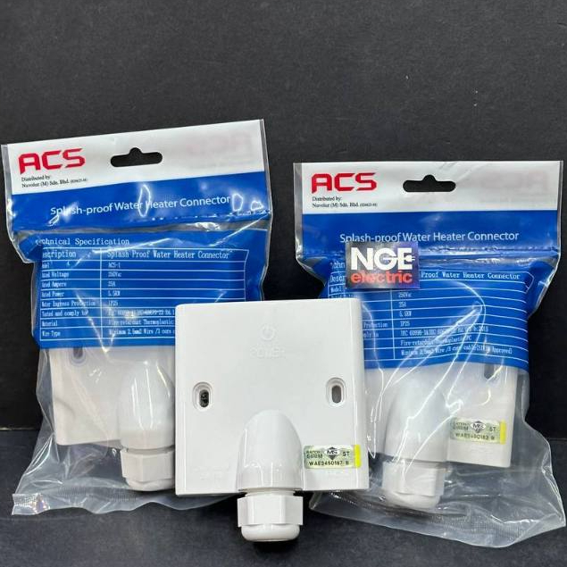 ACS Splash Proof Water Heater Connector With Line Fault Indicator SIRIM