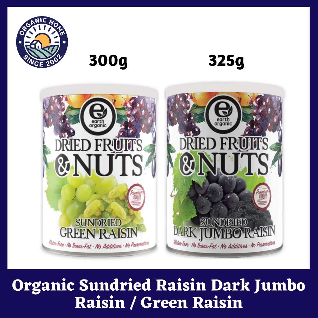 Earth Living Organic Sundried Raisin [Dark Jumbo Raisin (325g) / Green ...