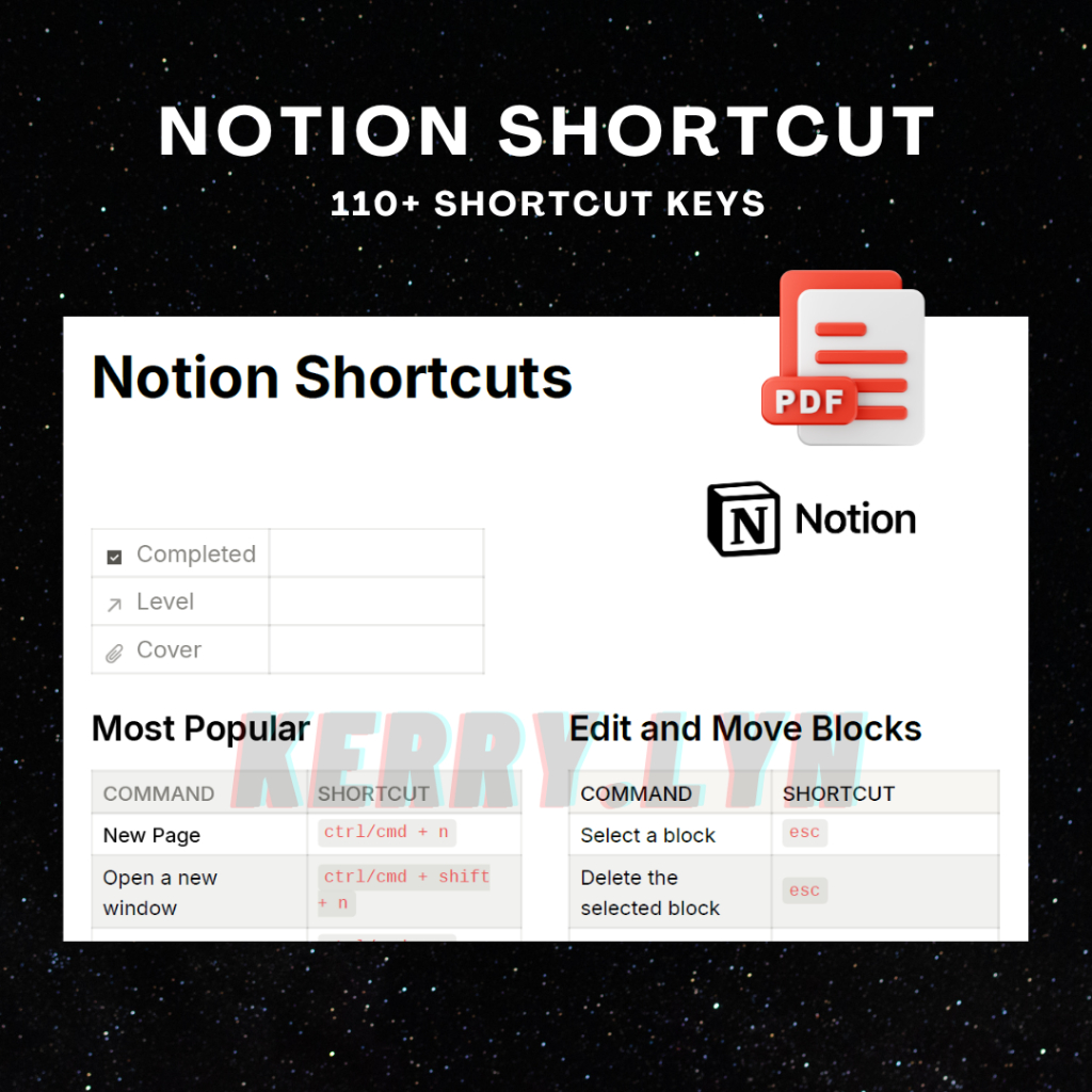 Notion Shortcut 110+ Shortcut Keys | Shopee Malaysia