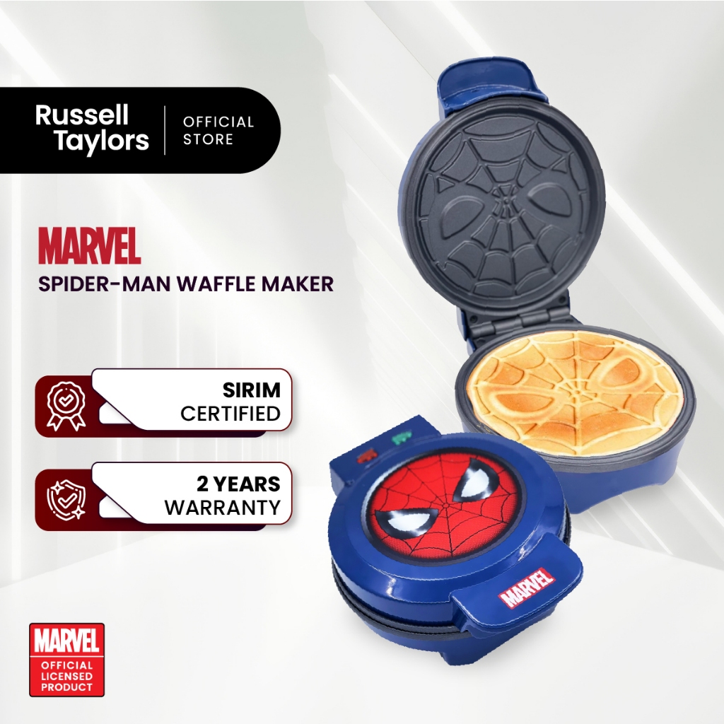 Spider-Man Waffle Maker - Marvel Licensed, Makes 2 Chibi Spidey Waffles, Non-Stick Plates