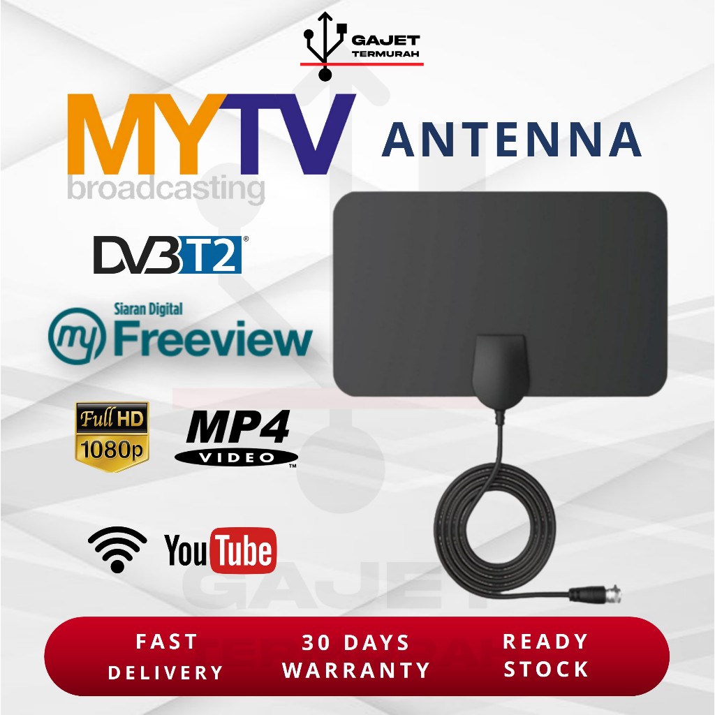 Flat Antenna MYTV myFreeView Indoor Antena MyTv Decoder Full Set HDTV ...