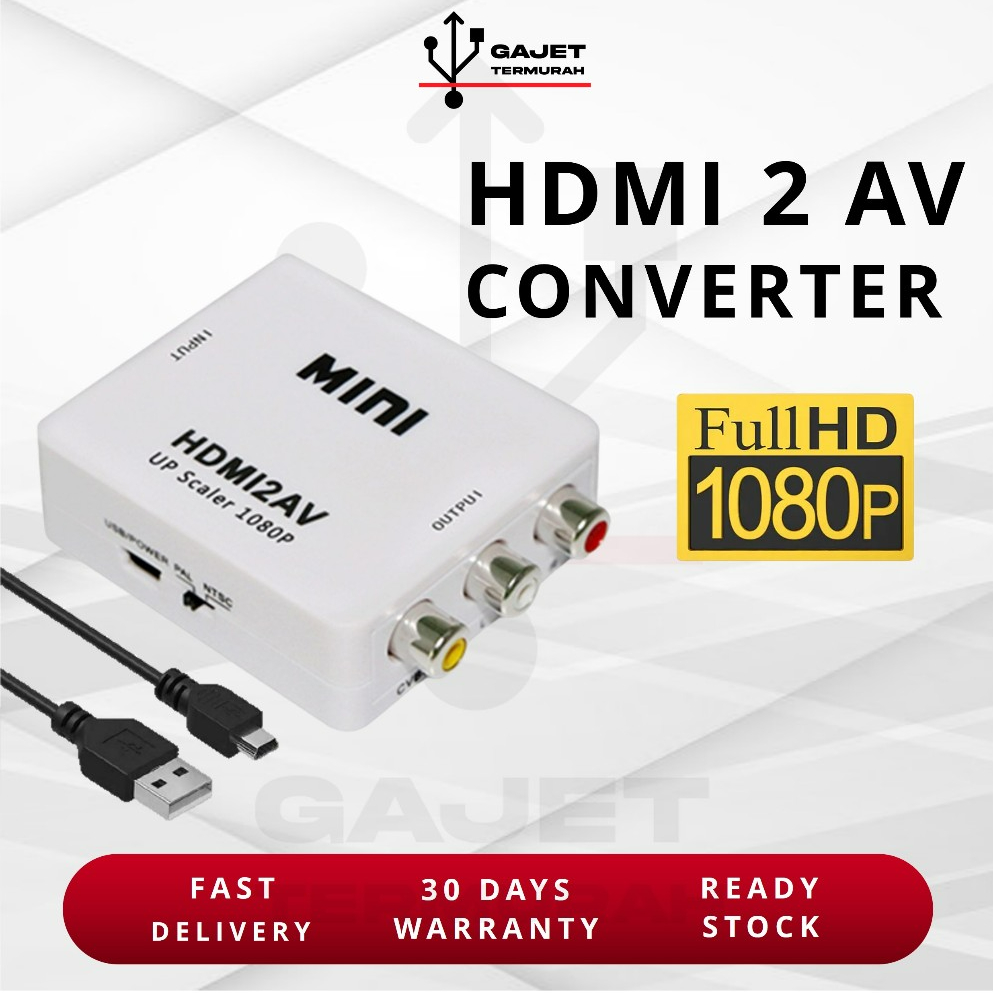 HDMI 2 AV Converter HDMI2AV HDMI-compatible to AV Converter RCA L/R AV ...