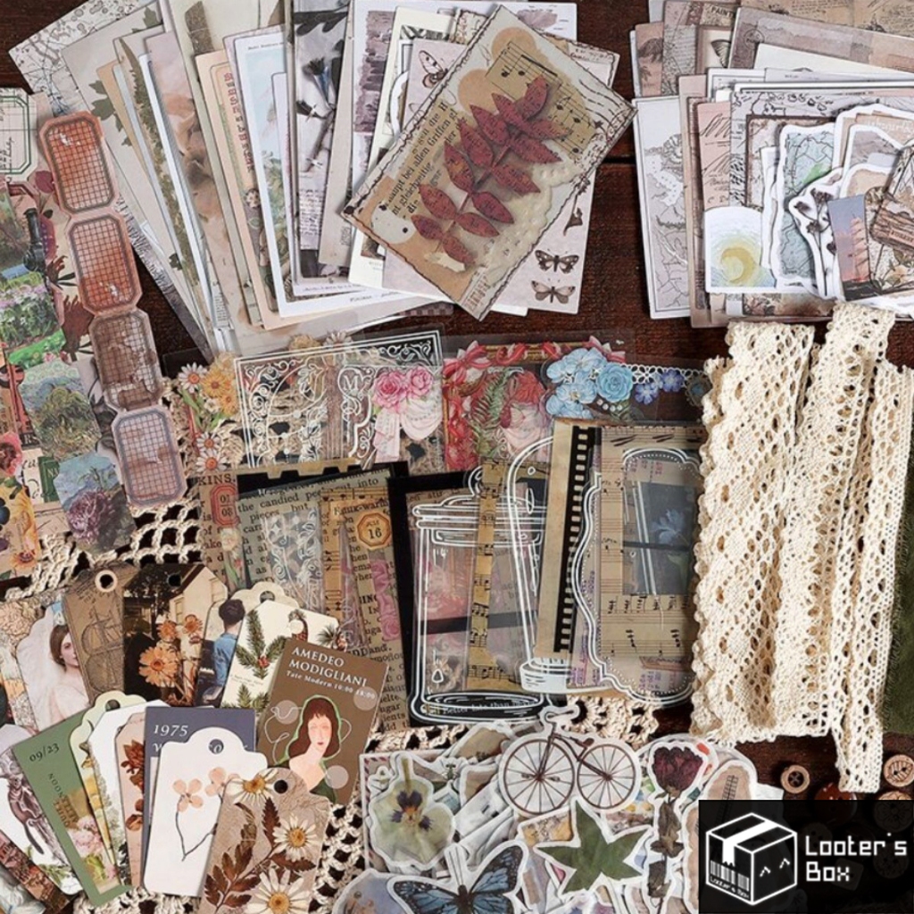 160 Pcs Scrapbook Journal Kit with Fabric & Button Junk Journal ...