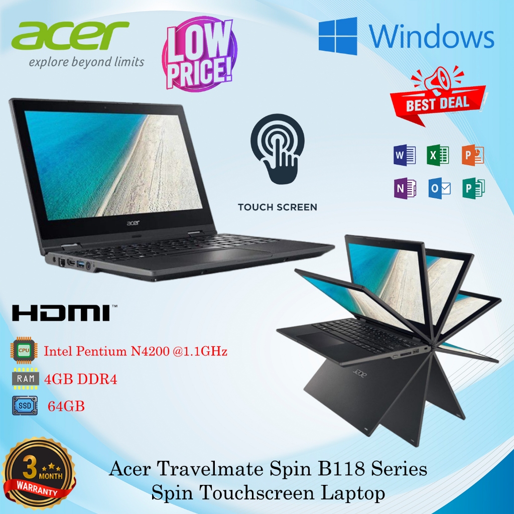 Acer Touch Screen Flip Screen 2024 Laptop N16Q15 TravelMate Spin B118