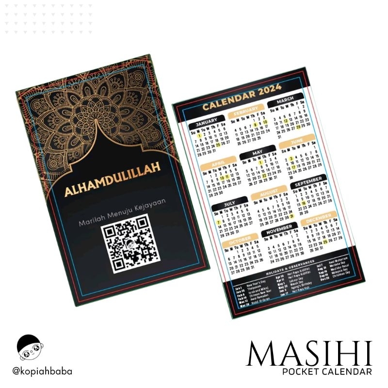 🎁 MASIHI Pocket Calendar 2024 Shopee Malaysia