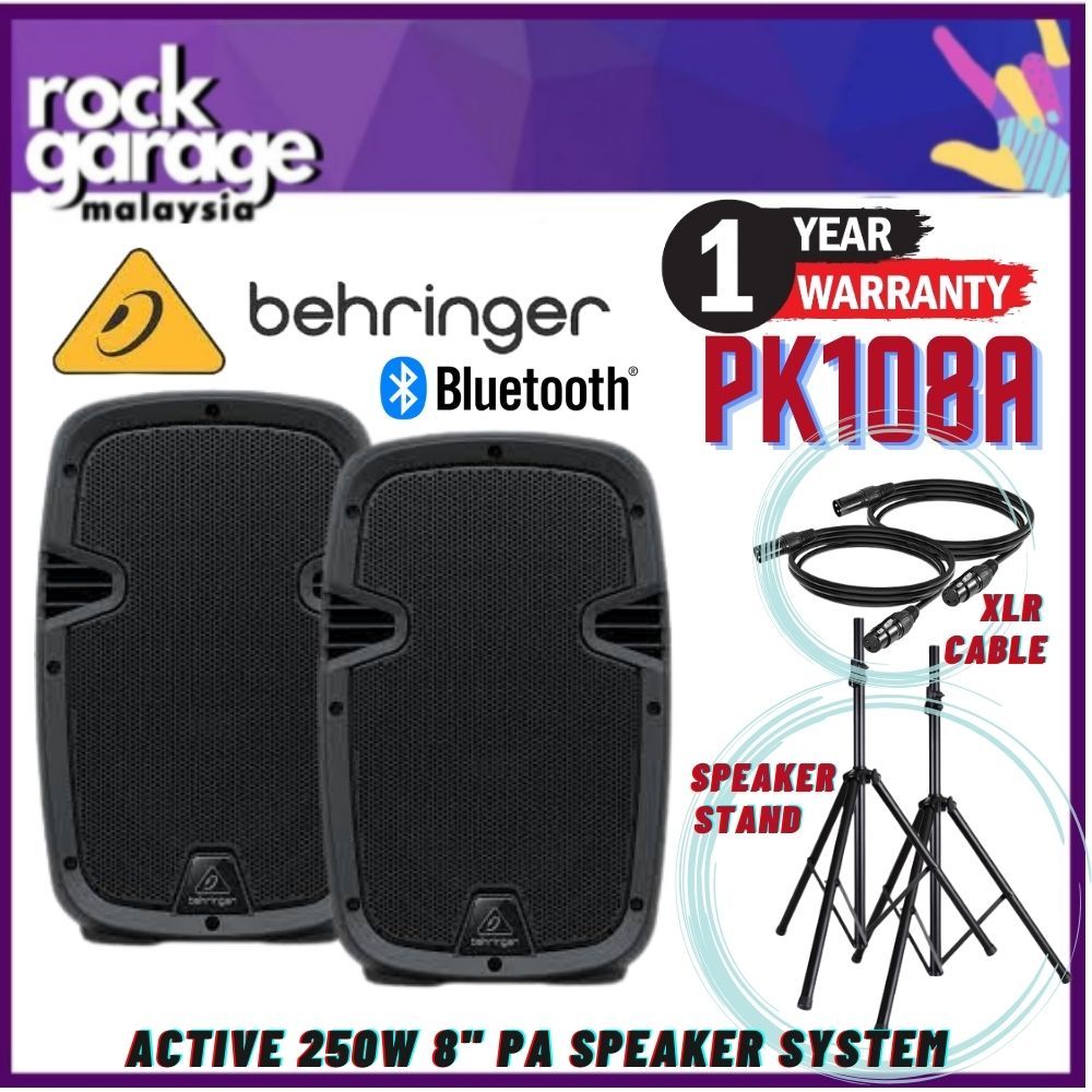 Behringer PK108A Active 250W 8" PA Speaker System With Bluetooth Pair