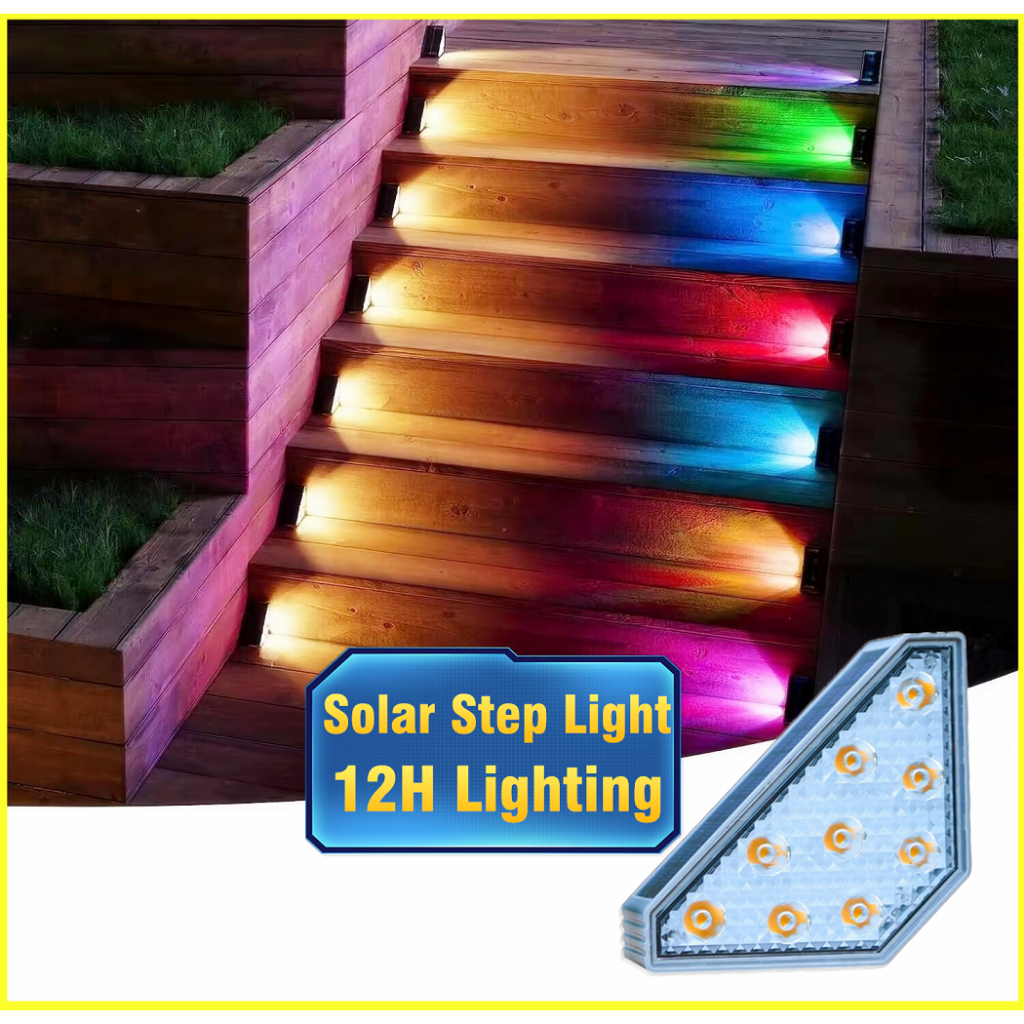 SolarPanda Solar Step Light Stair Case Lampu LED RGB Outdoor Waterproof ...