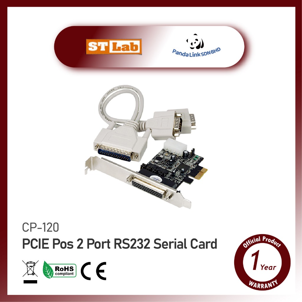 STLAB CP120 RS232 2Port PCIe Card with Power Shopee Malaysia