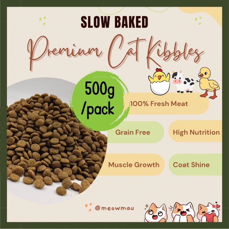 {500gram/pack} Premium SlowBaked Kibbles Fresh Meat Cat Food / Cat