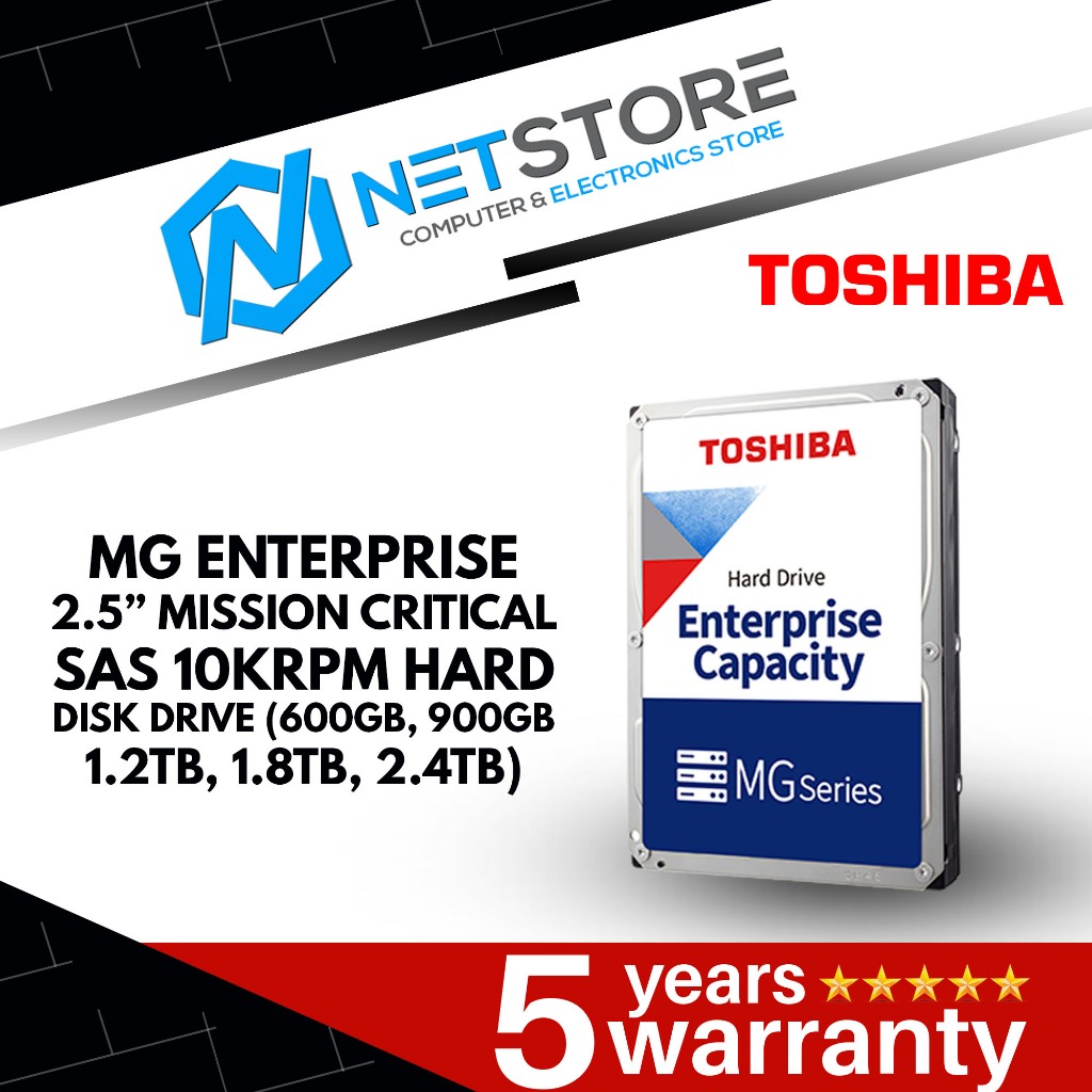 TOSHIBA MG ENTERPRISE 2.5” MISSION CRITICAL SAS 10KRPM HARD DISK DRIVE ...