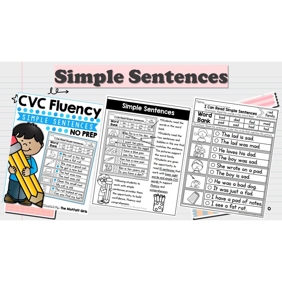[PRE238] 26 pages CVC Simple Sentences Worksheet for Pre-school PDF ...