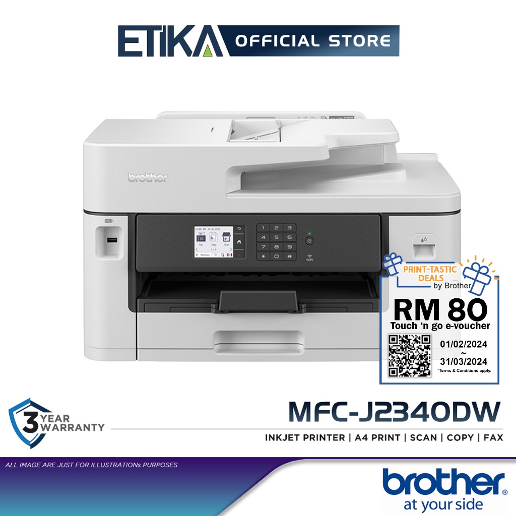 Brother MFC-J2340DW AIO Inkjet MFC Wireless Printer | A3 Print | A4 ...