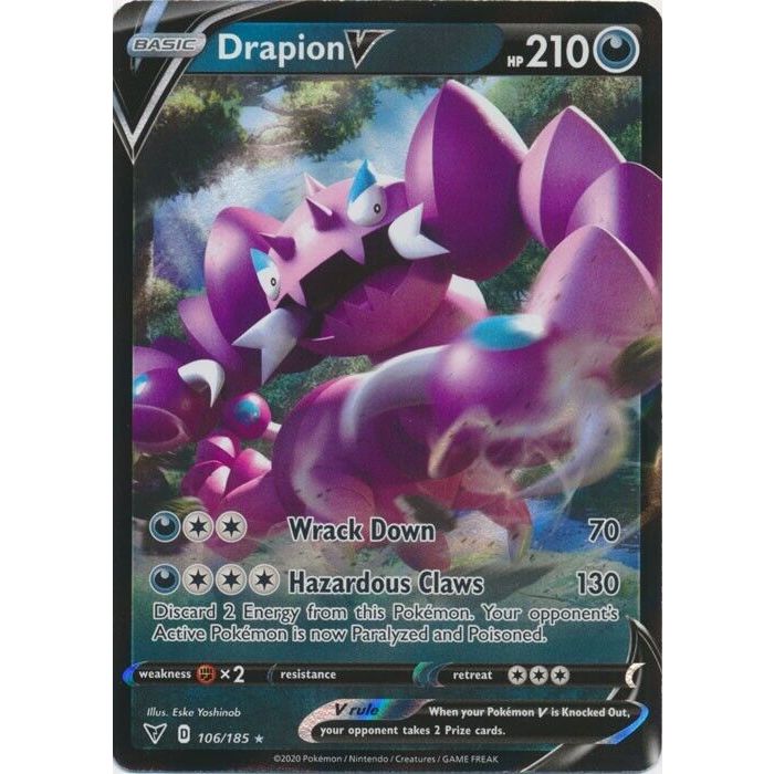 POKEMON TCG DRAPION V 106/185 ULTRA RARE (Vivid Voltage) Shopee