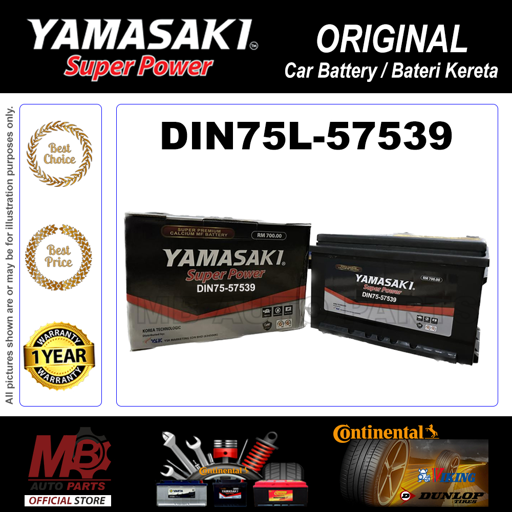 YAMASAKI DIN75L- 57539 [Car Battery Bateri Kereta] 100% ORIGINAL ...